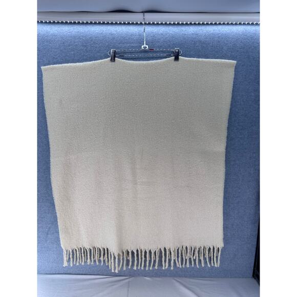 Madewell Super Soft Cream Blanket Scarf Shawl Oversized Fringe Cozy Comfort - Picture 2 of 9
